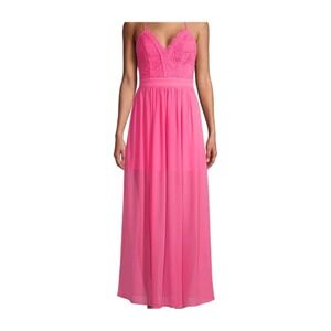 No Boundaries Lace‎ Bodice Overlay Double Slit Front Pink Maxi Dress Size S(3-5)